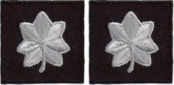 Police Major Insignia Silver on NAVY 1.25"  SEW-ON Collar Patch- Pair