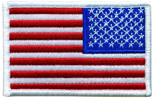 U.S. Flag Patch, Reverse, White Border, 3-1/2x2-1/4