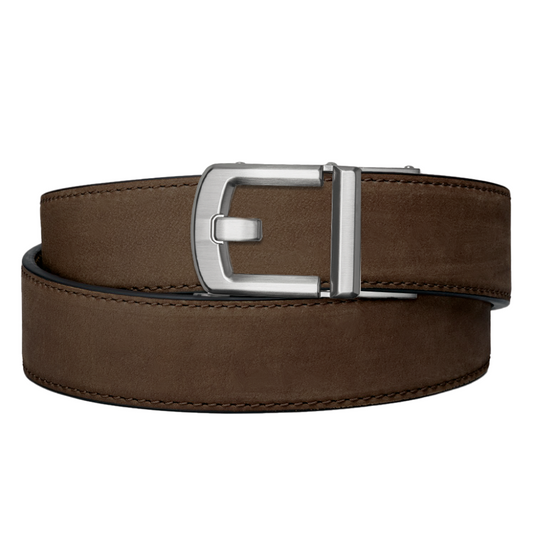 KORE X SERIES BUCKLE (NICKEL) COFFEE BUFFALO LEATHER GUN BELT 1.5"