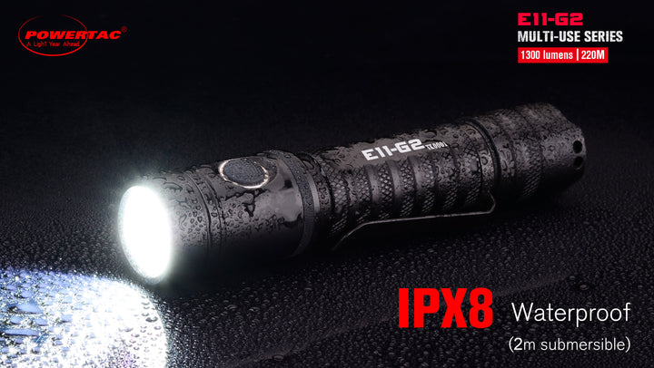 1300 lumen rechargeable flashlight POWERTAC E11-G2 -1300 LUMEN RECHARGEABLE EDC FLASHLIGHT – Tactical Wear