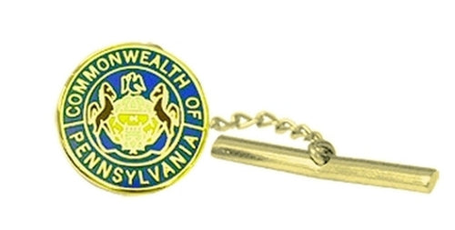 PA COMMONWEALTH SEAL TIE TAC W/JEWELERS CLUTCH, CHAIN & BAR, 1/2