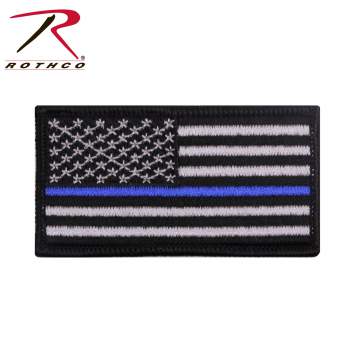 Rothco Thin Blue Line Flag Patch - Iron On - Tactical Wear