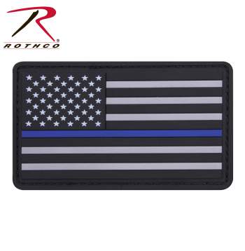 Rothco PVC Thin Blue Line Flag Patch - Hook Back - Tactical Wear