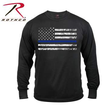 Rothco Long Sleeve Thin Blue Line T-Shirt - Tactical Wear