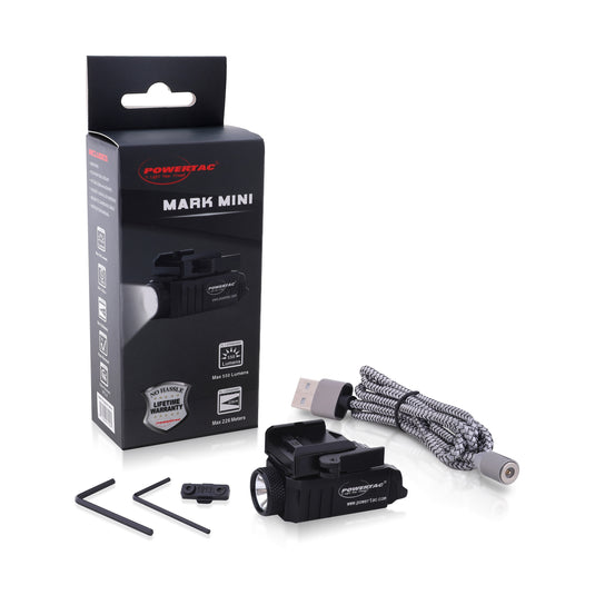 Powertac Mark Mini Luminator - 550 Lumen Compact & Multi-platform Compatible Pistol Light