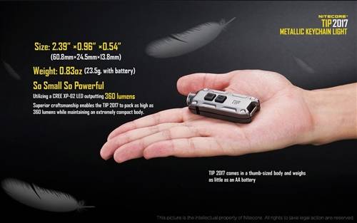 Load image into Gallery viewer, Nitecore TIP 2017 360 Lumen Rechargeable Keychain Flashlight - Tactical Wear
