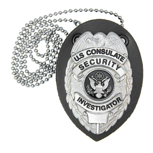HERO'S PRIDE UNIVERSAL DELUXE BADGE HOLDER, TEARDROP, CLIP & CHAIN