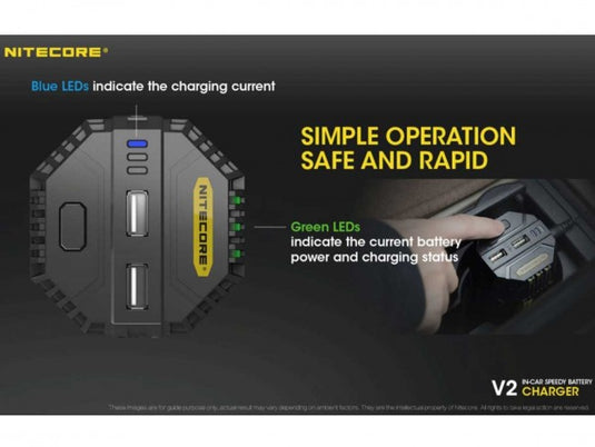 Nitecore V2 Smart Battery Charger - Includes DC Cable - Tactical Wear