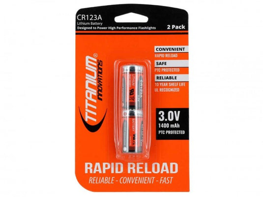 Titanium Innovations CR123A 3V Lithium Photo Battery - 1400mah - 2 Pack Retail Card - Tactical Wear